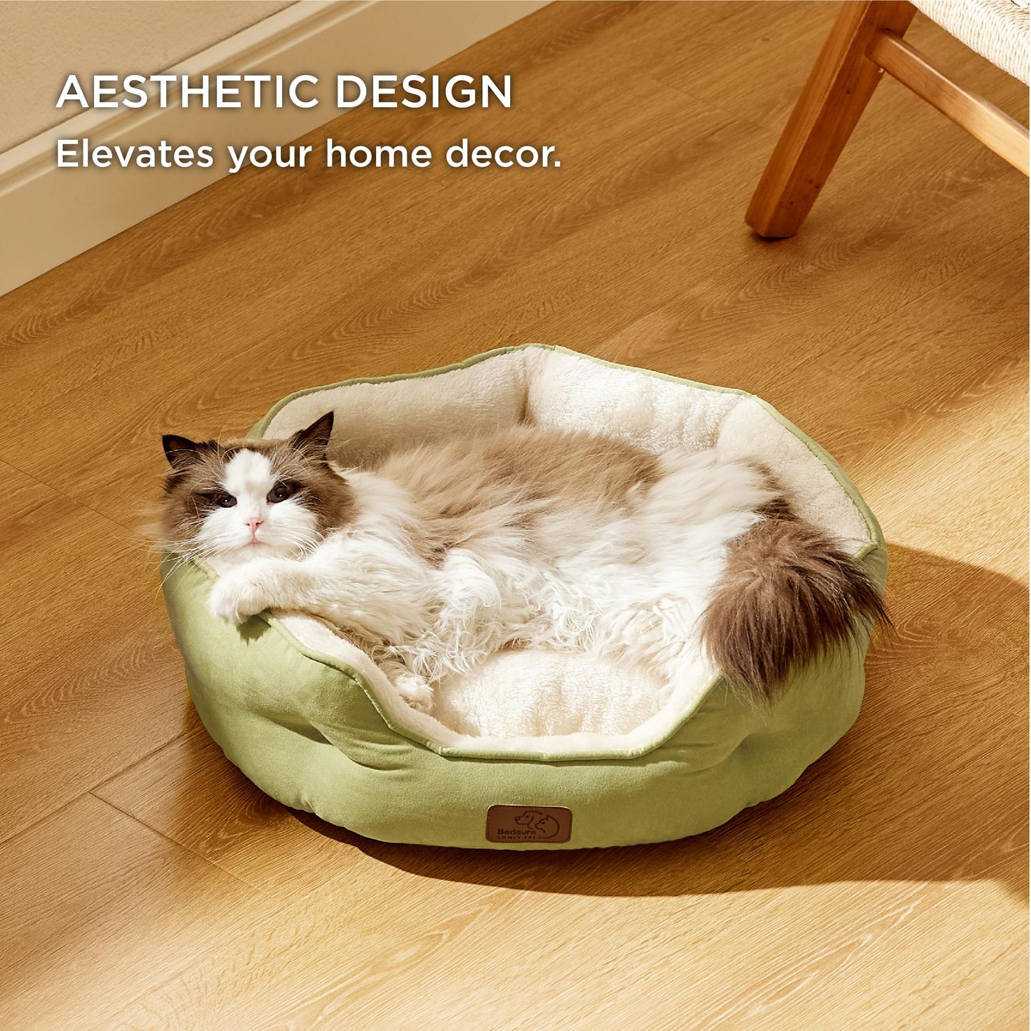 Bedsure Dog Beds for Small Dogs - Round Cat Beds for Indoor Cats, Washable Pet Bed for Puppy and Kitten with Slip-Resistant Bottom, 25 Inches, Sachet Pink